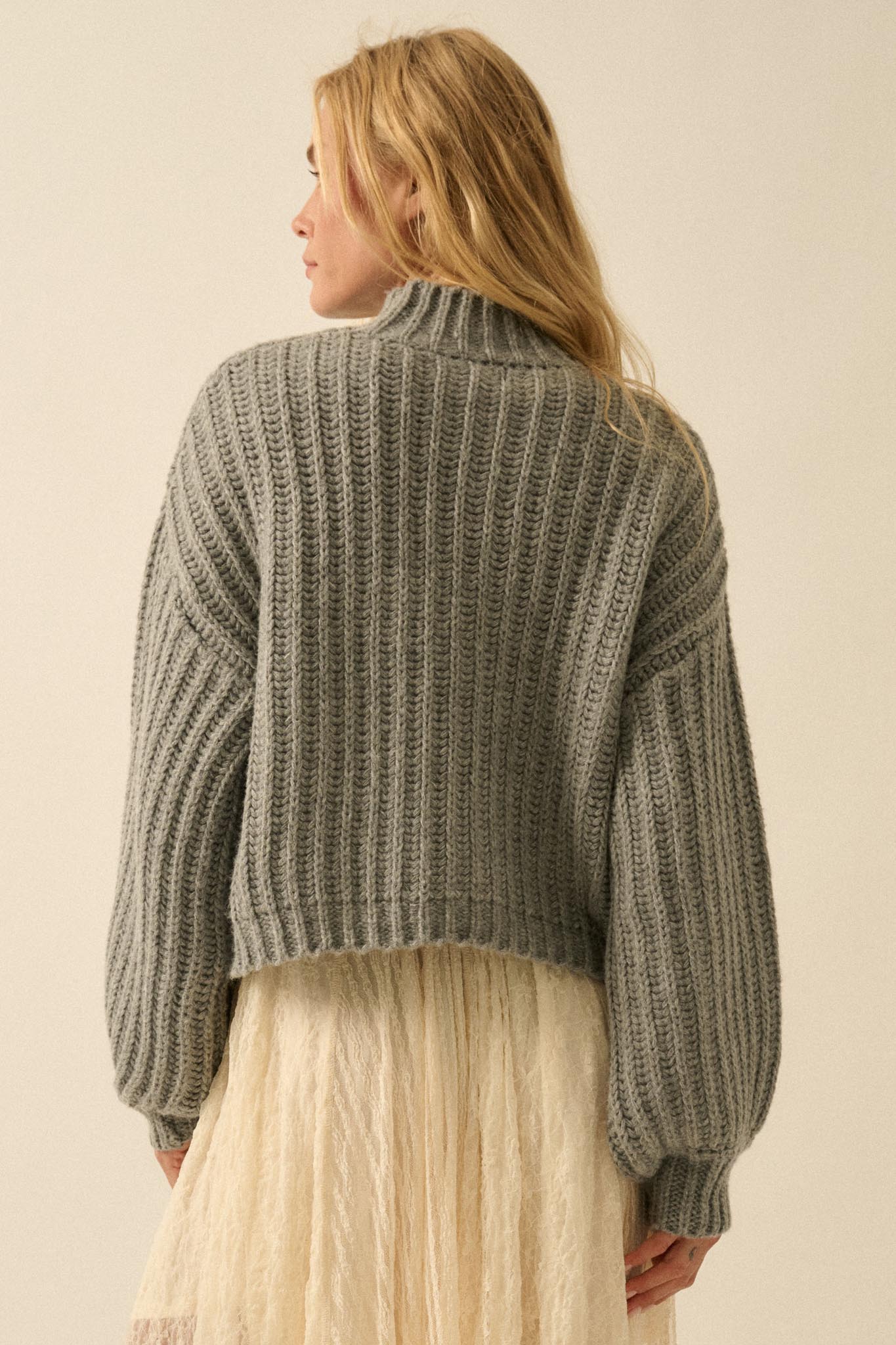 Call Me Cozy Chunky Ribbed Knit Mock Neck Sweater