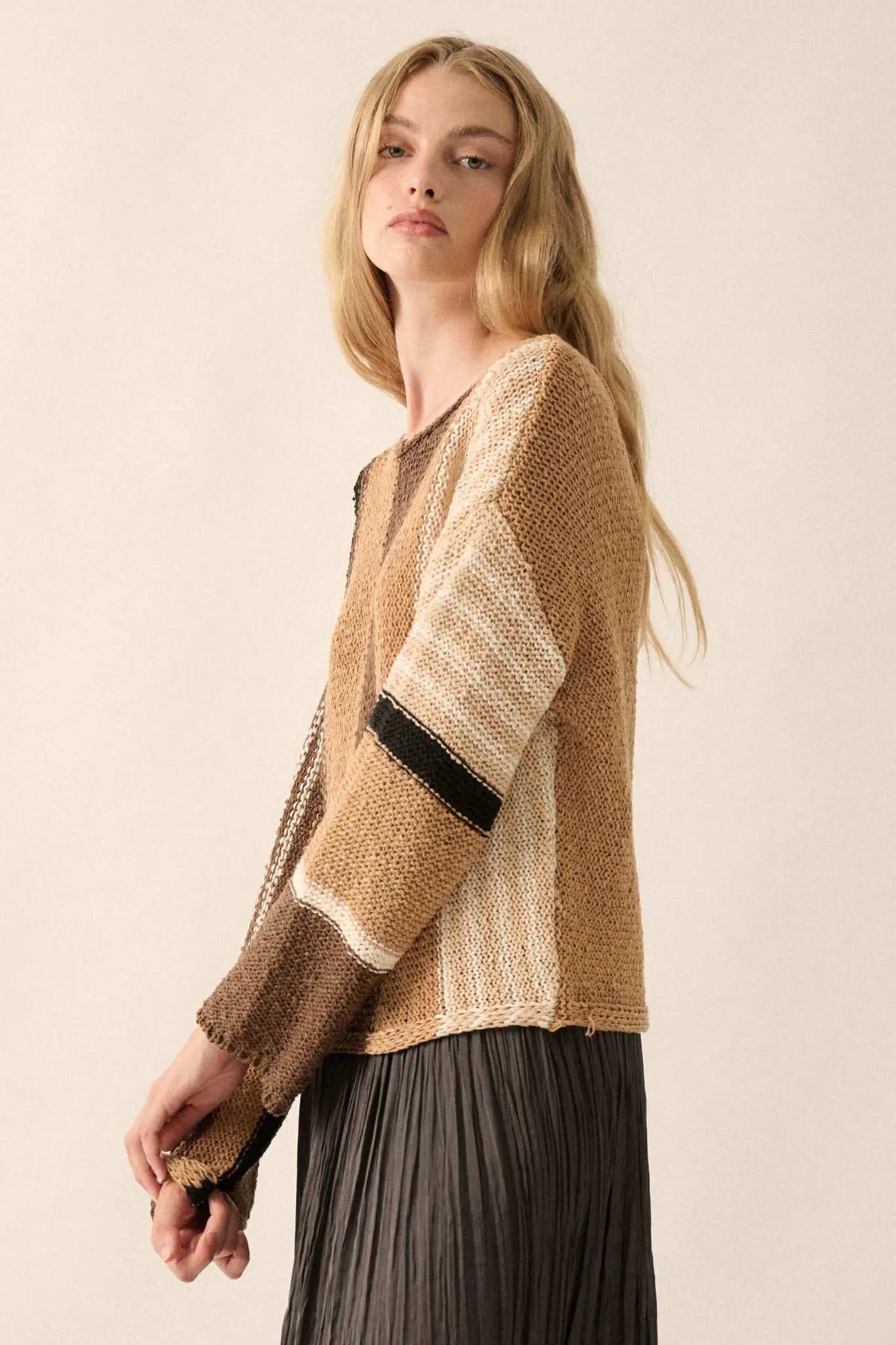 No Rules Colorblock Striped Knit Sweater