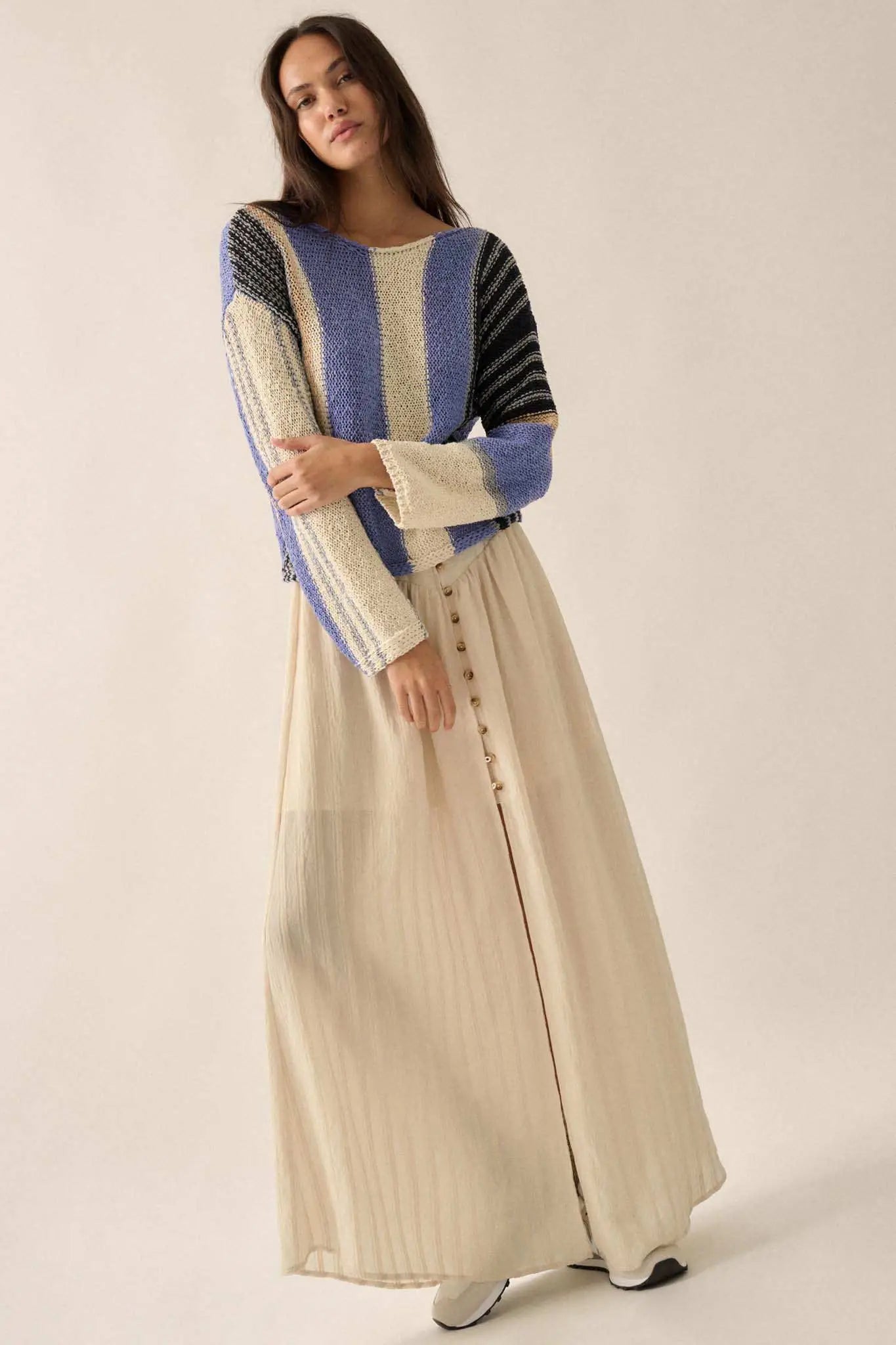 No Rules Colorblock Striped Knit Sweater