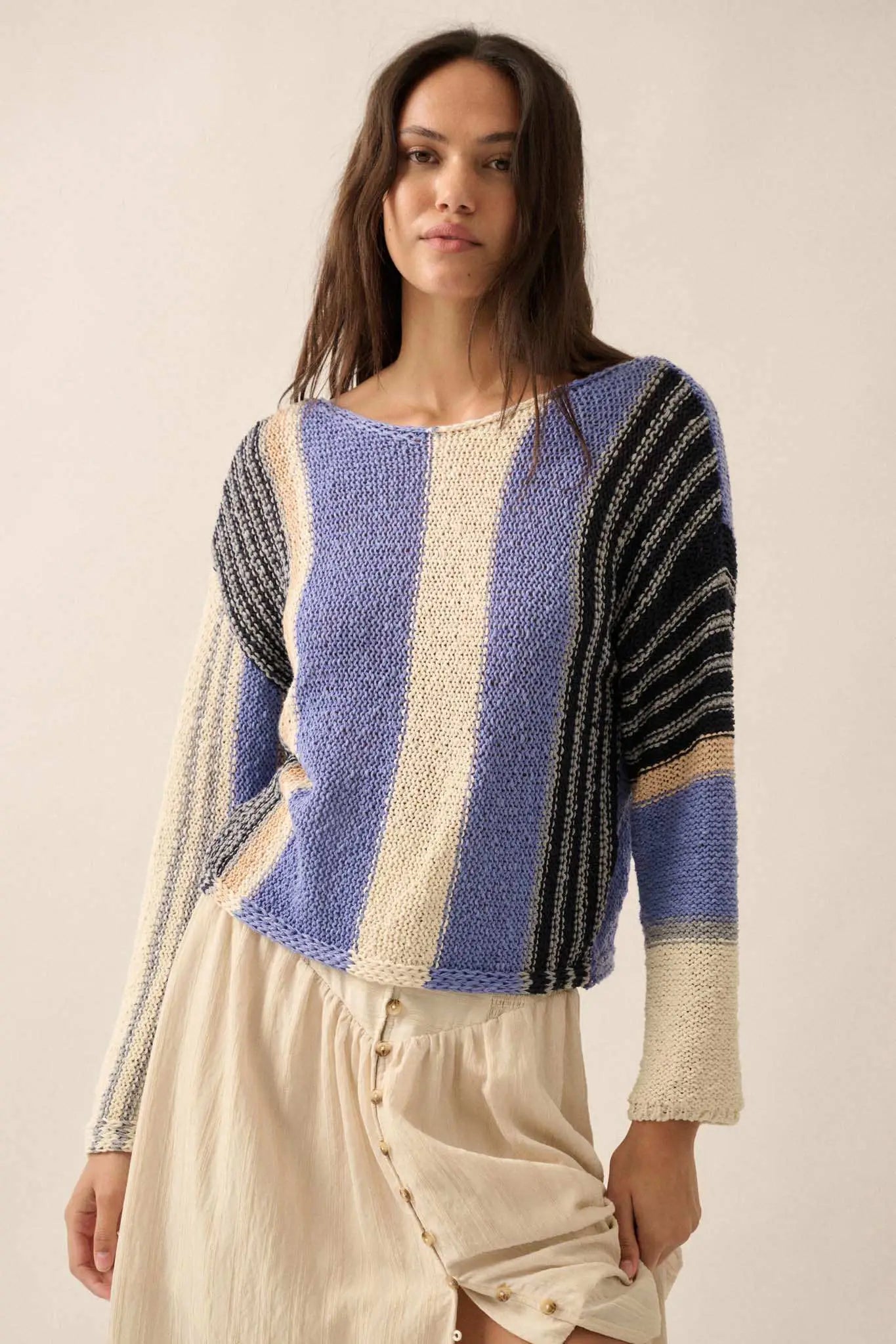 No Rules Colorblock Striped Knit Sweater