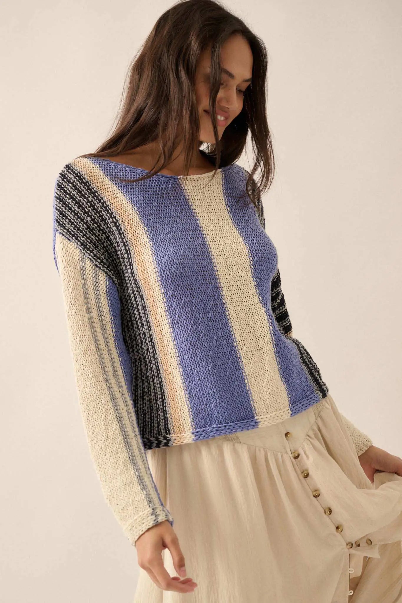 No Rules Colorblock Striped Knit Sweater