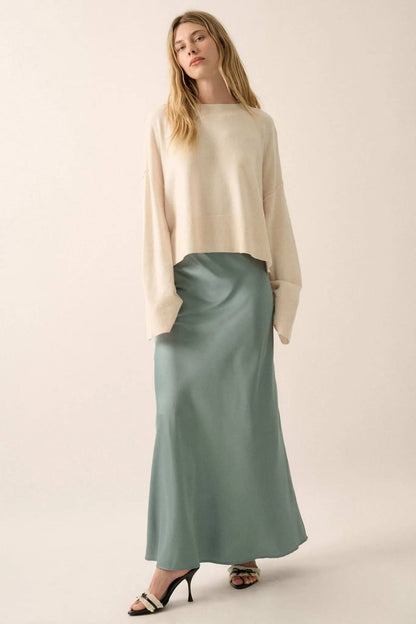 Feels Like Home Solid Knit Drop-Shoulder Sweater
