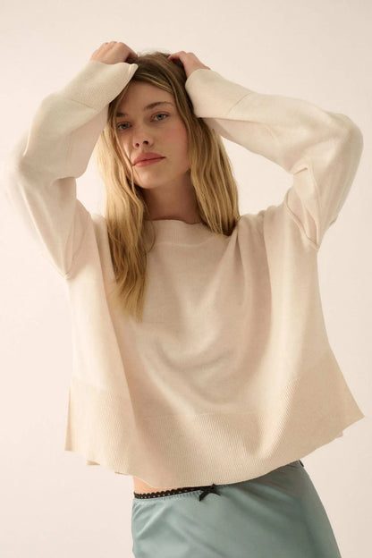 Feels Like Home Solid Knit Drop-Shoulder Sweater