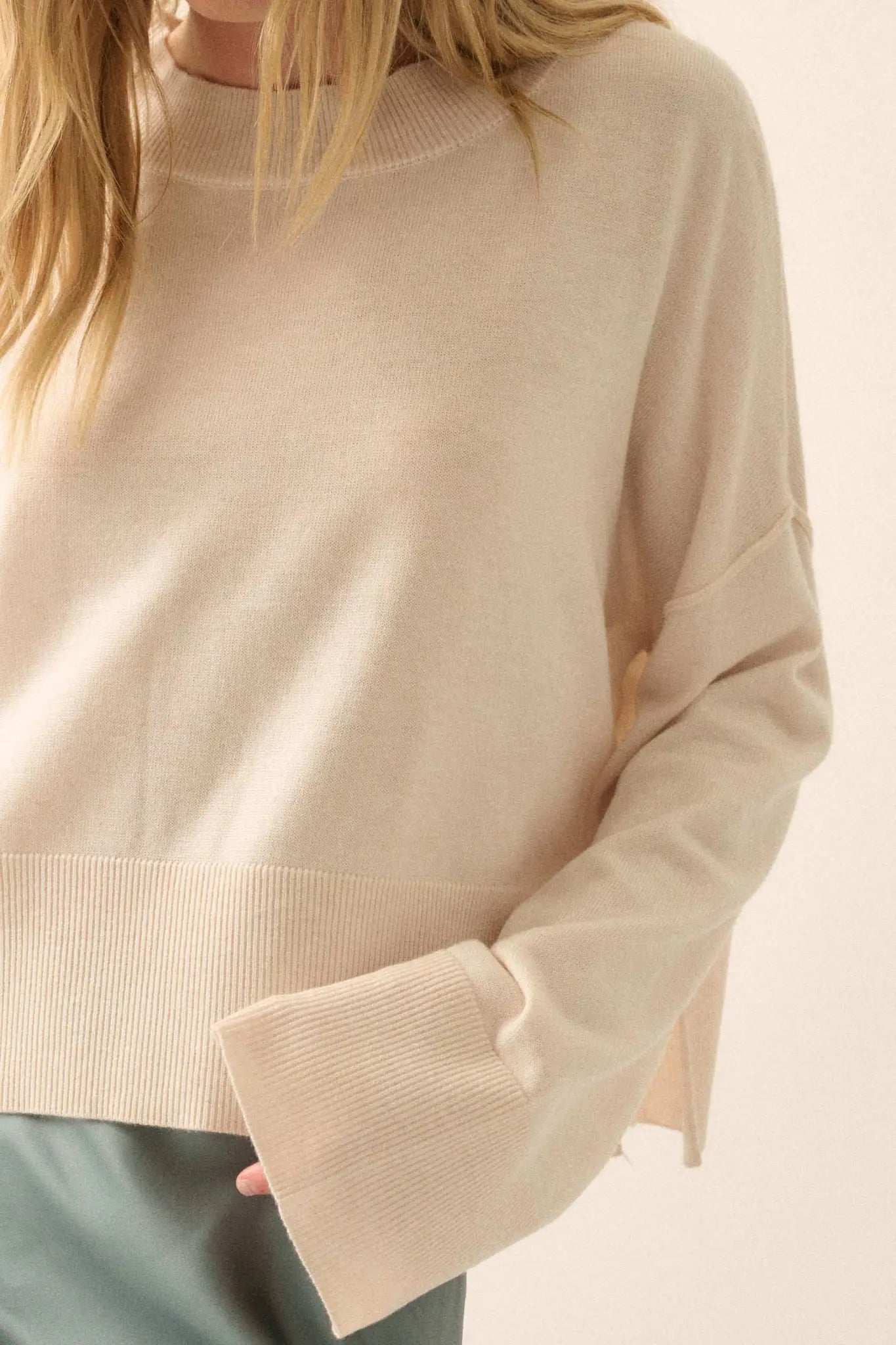 Feels Like Home Solid Knit Drop-Shoulder Sweater