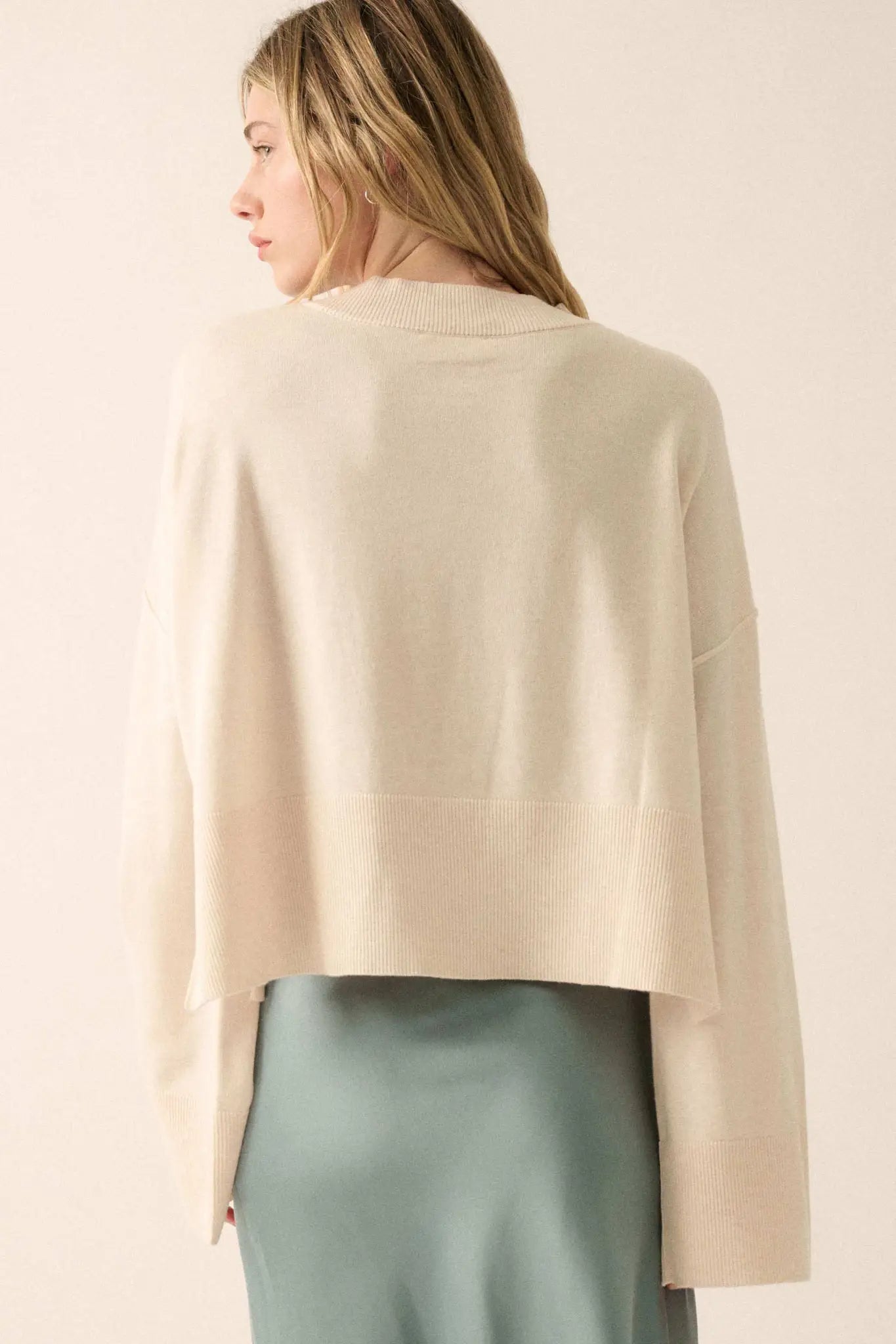 Feels Like Home Solid Knit Drop-Shoulder Sweater
