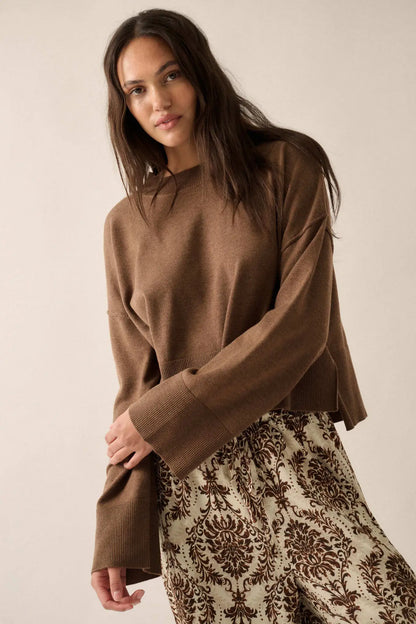 Feels Like Home Solid Knit Drop-Shoulder Sweater
