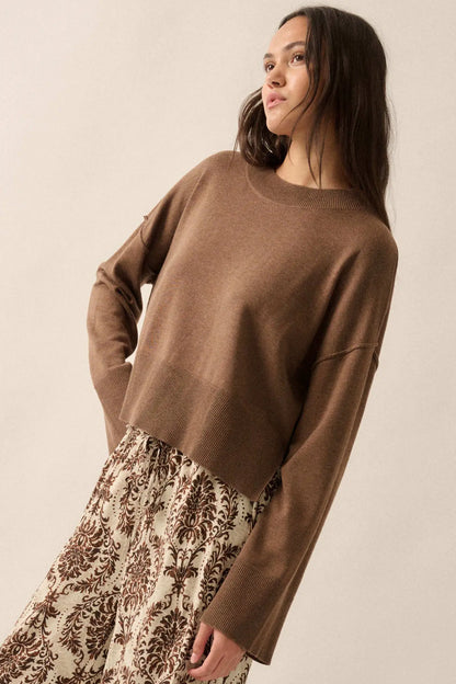 Feels Like Home Solid Knit Drop-Shoulder Sweater