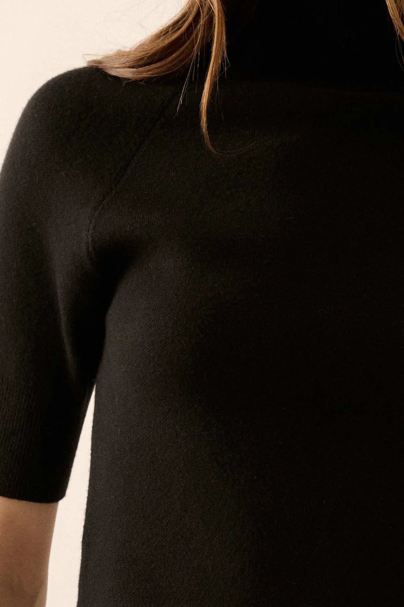 Simple Pleasures Short-Sleeve Mock-Neck Sweater