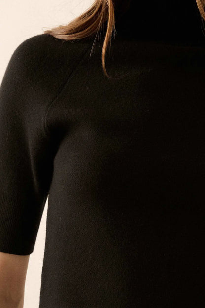 Simple Pleasures Short-Sleeve Mock-Neck Sweater