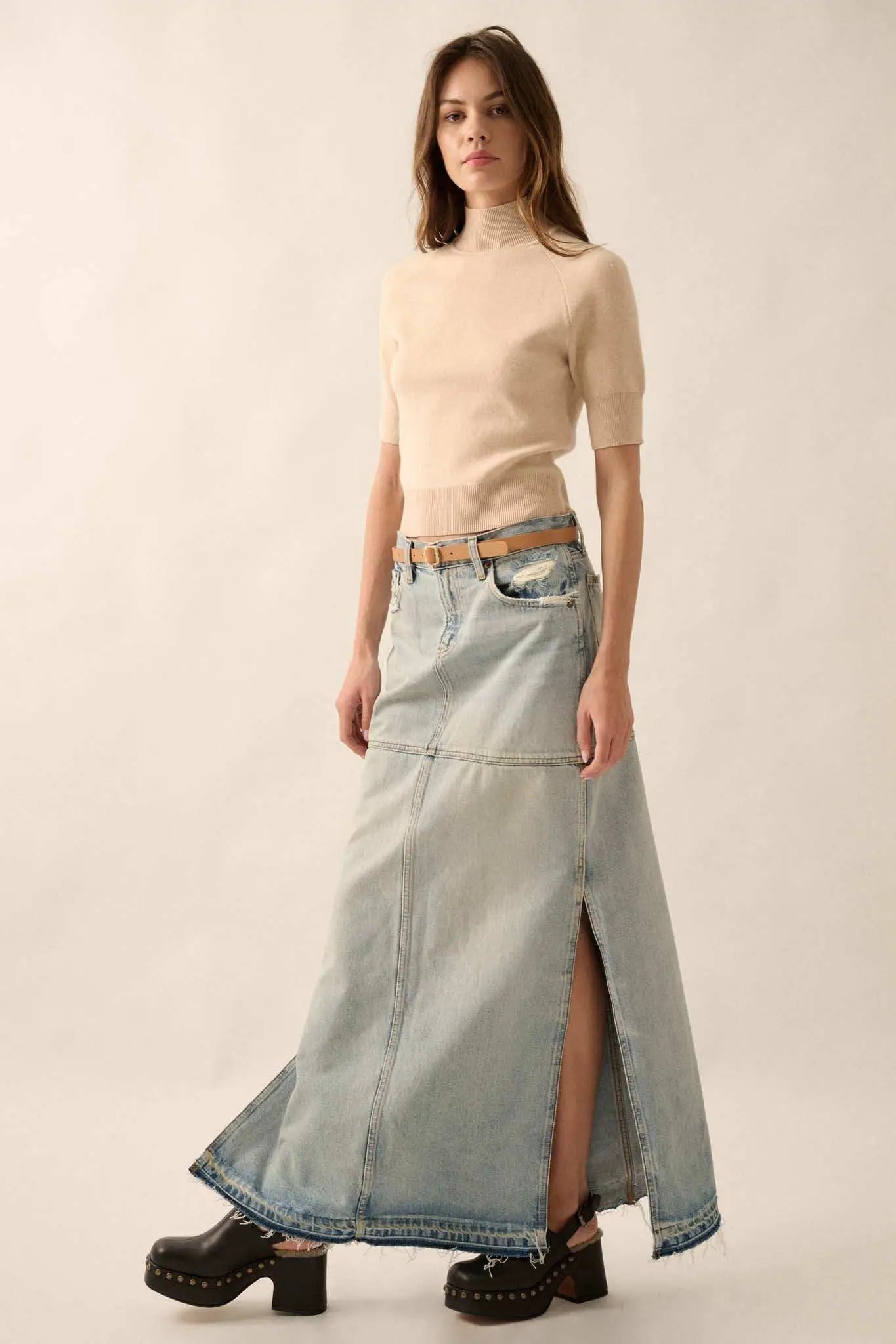 Simple Pleasures Short-Sleeve Mock-Neck Sweater
