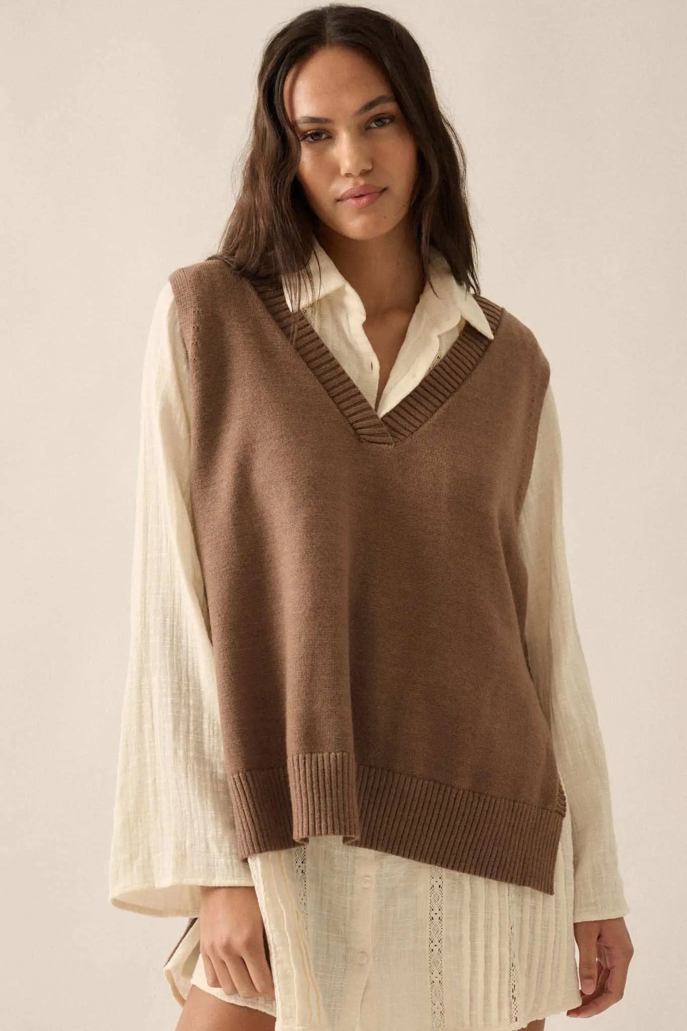 Book Smarts Side-Button V-Neck Sweater Vest