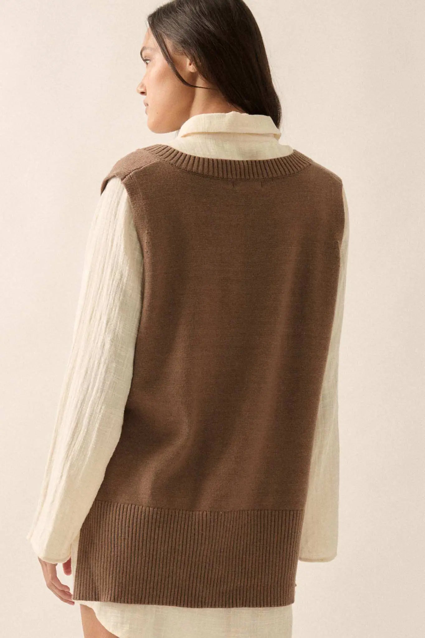 Book Smarts Side-Button V-Neck Sweater Vest