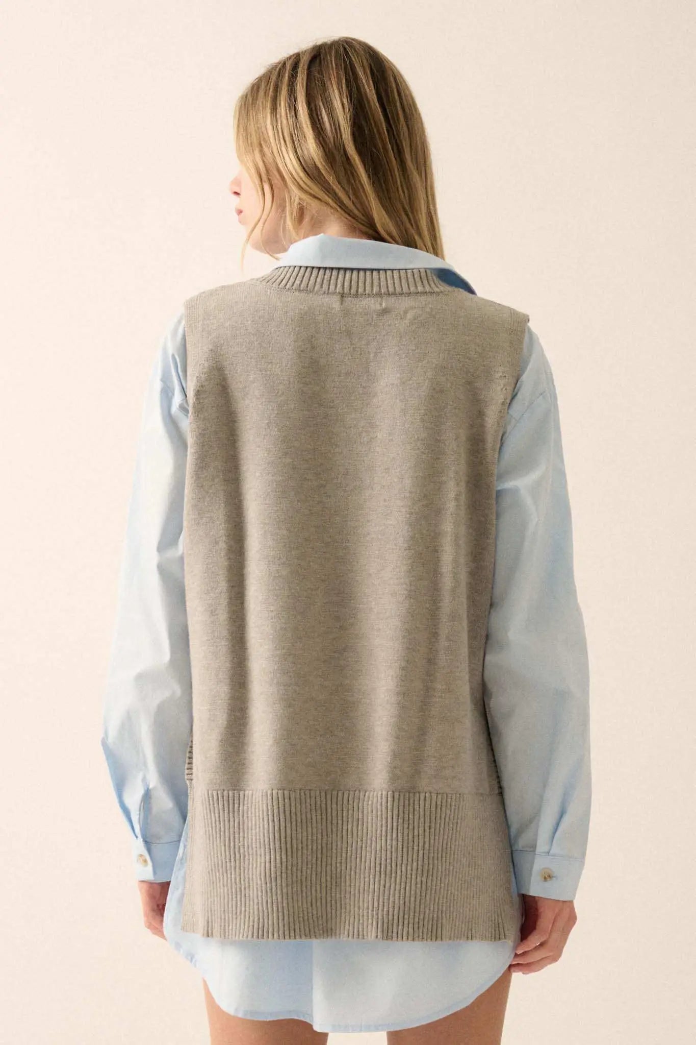 Book Smarts Side-Button V-Neck Sweater Vest