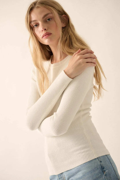 Shaper Fit Long-Sleeve Ribbed Knit Top