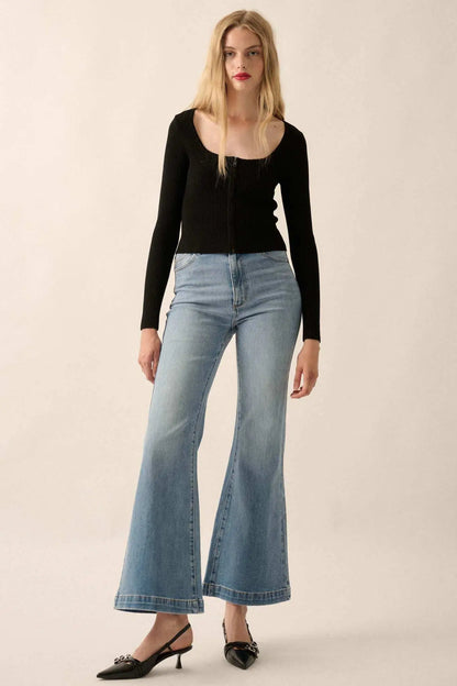 Shaper Fit Zip-Front Cropped Square-Neck Top