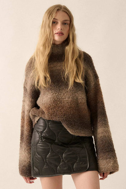Hue Knew Ombre Knit Mock-Neck Sweater
