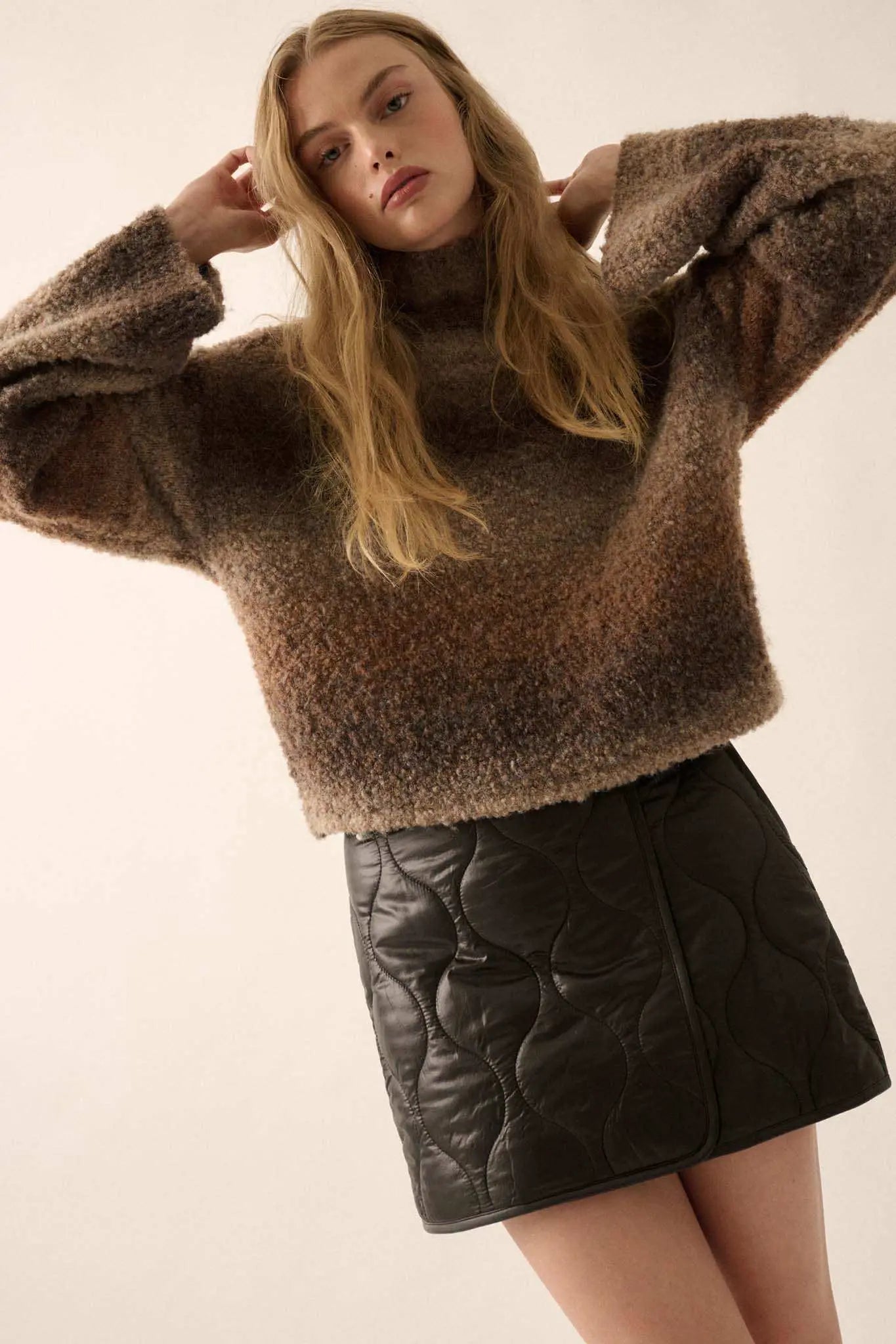 Hue Knew Ombre Knit Mock-Neck Sweater