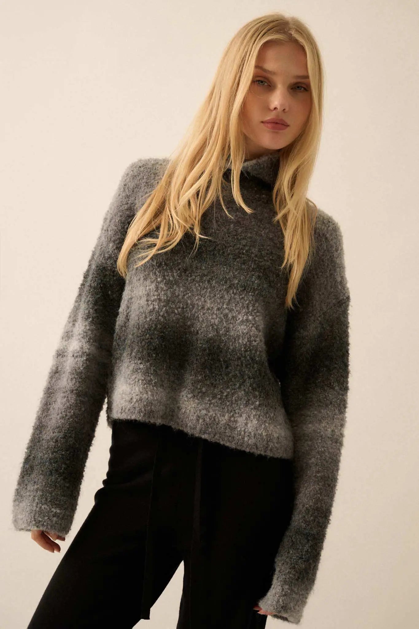 Hue Knew Ombre Knit Mock-Neck Sweater