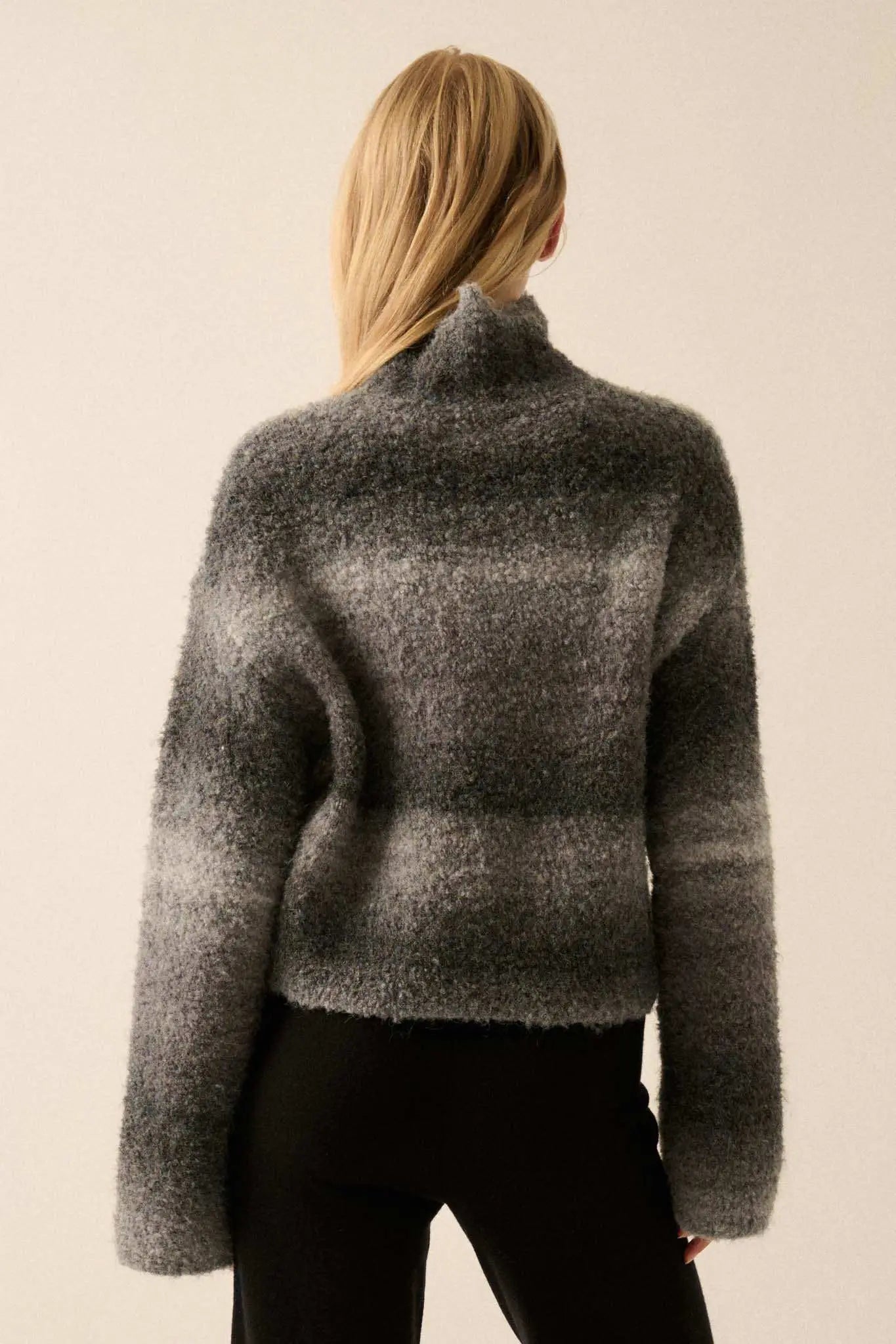 Hue Knew Ombre Knit Mock-Neck Sweater