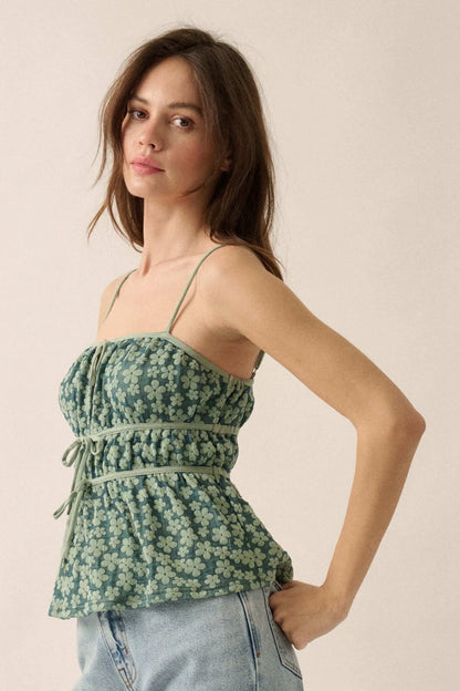 Home Grown Floral Tie-Front Babydoll Cami Top