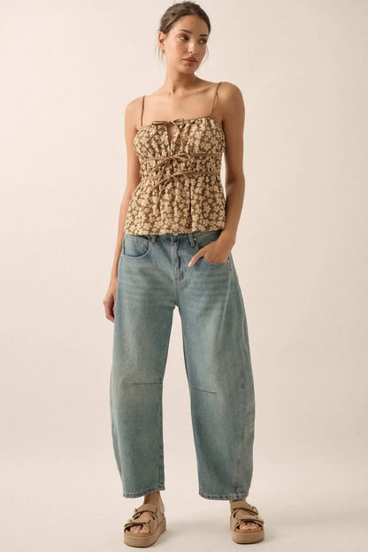 Home Grown Floral Tie-Front Babydoll Cami Top