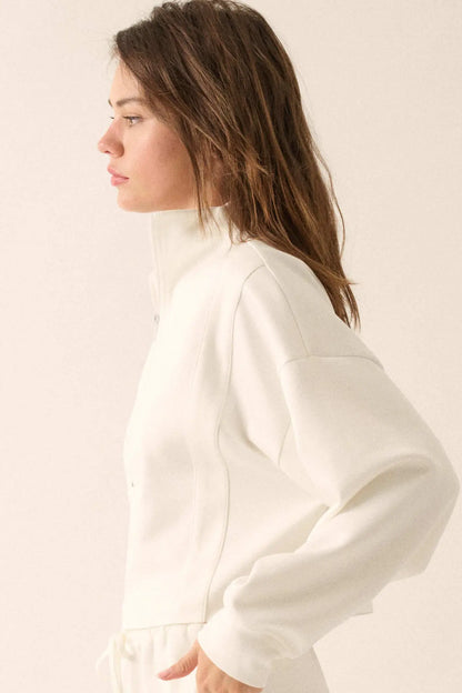 Premium Scuba Cropped Half-Zip Pullover Top