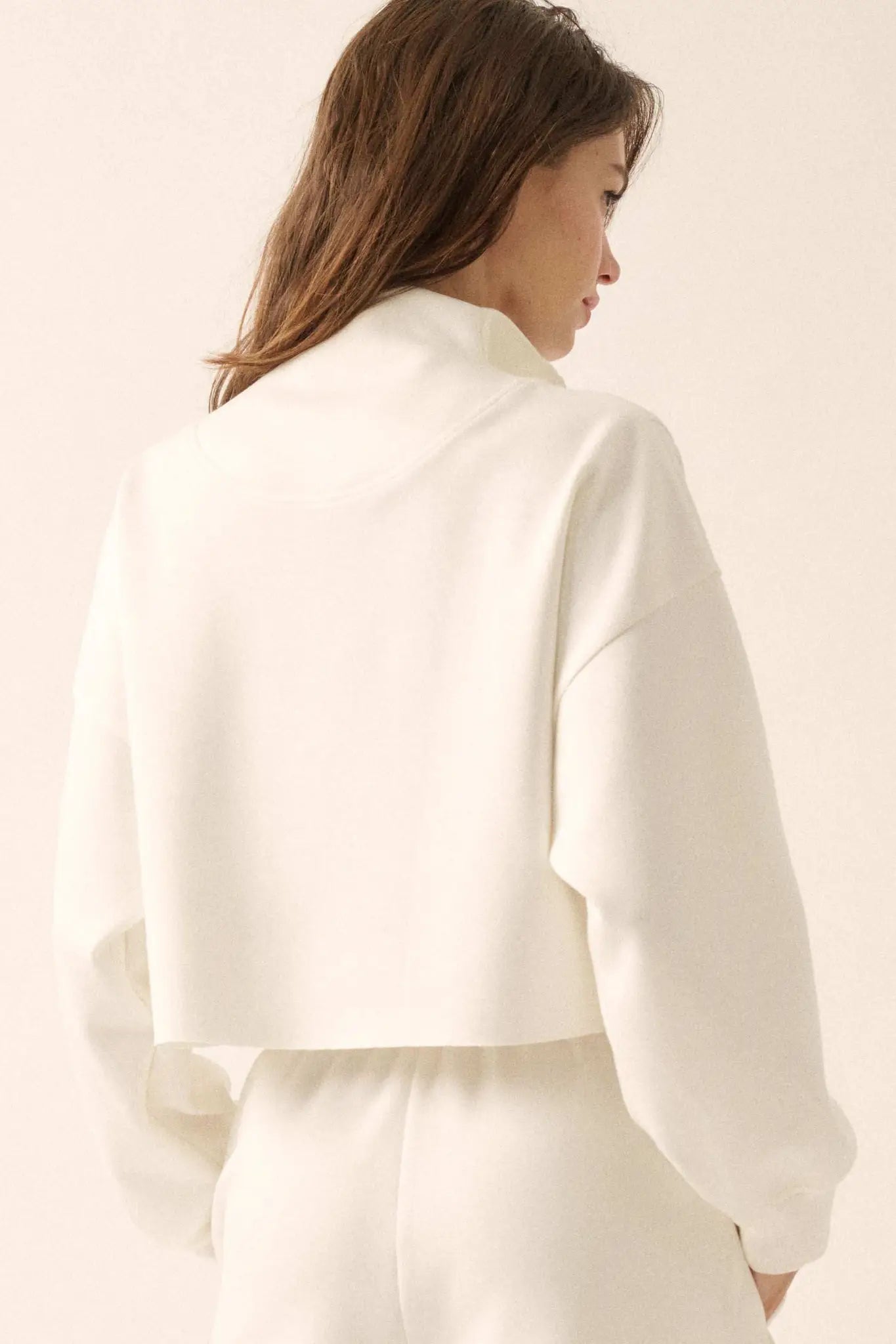 Premium Scuba Cropped Half-Zip Pullover Top