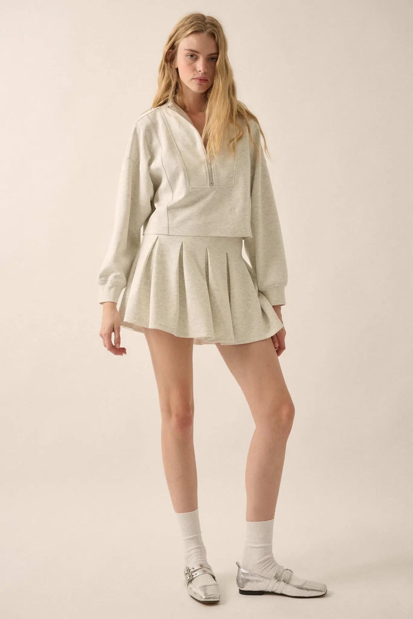 Premium Scuba Cropped Half-Zip Pullover Top