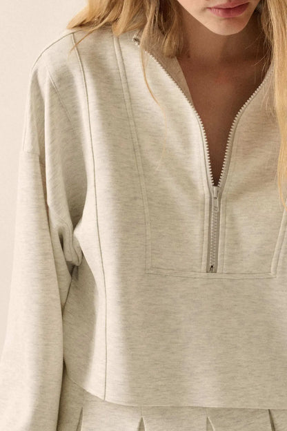 Premium Scuba Cropped Half-Zip Pullover Top