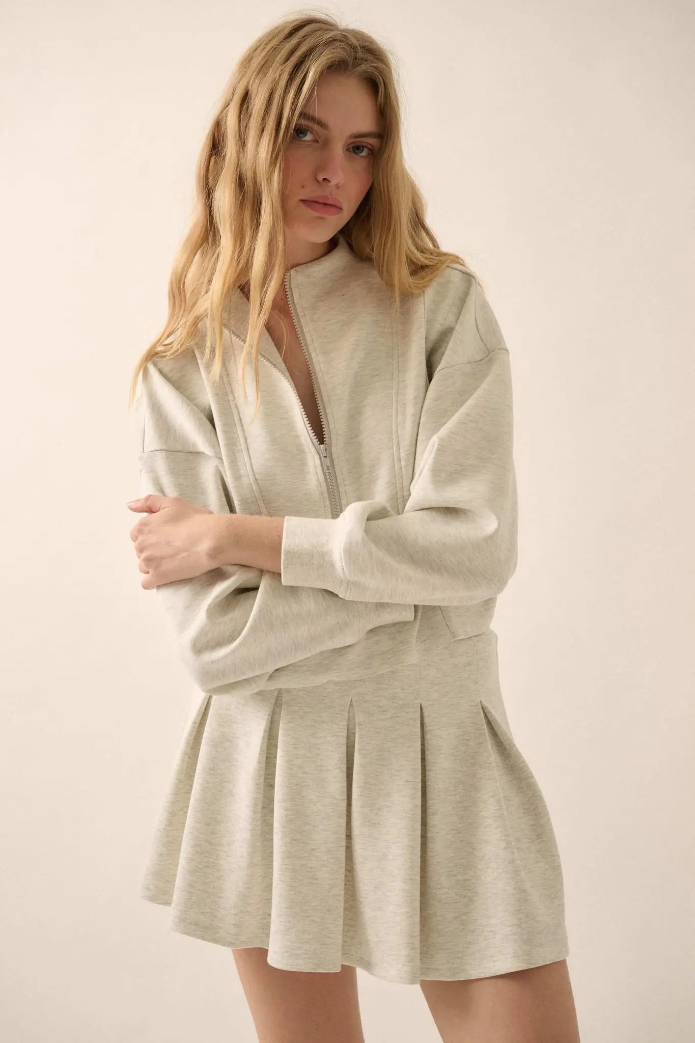 Premium Scuba Cropped Half-Zip Pullover Top