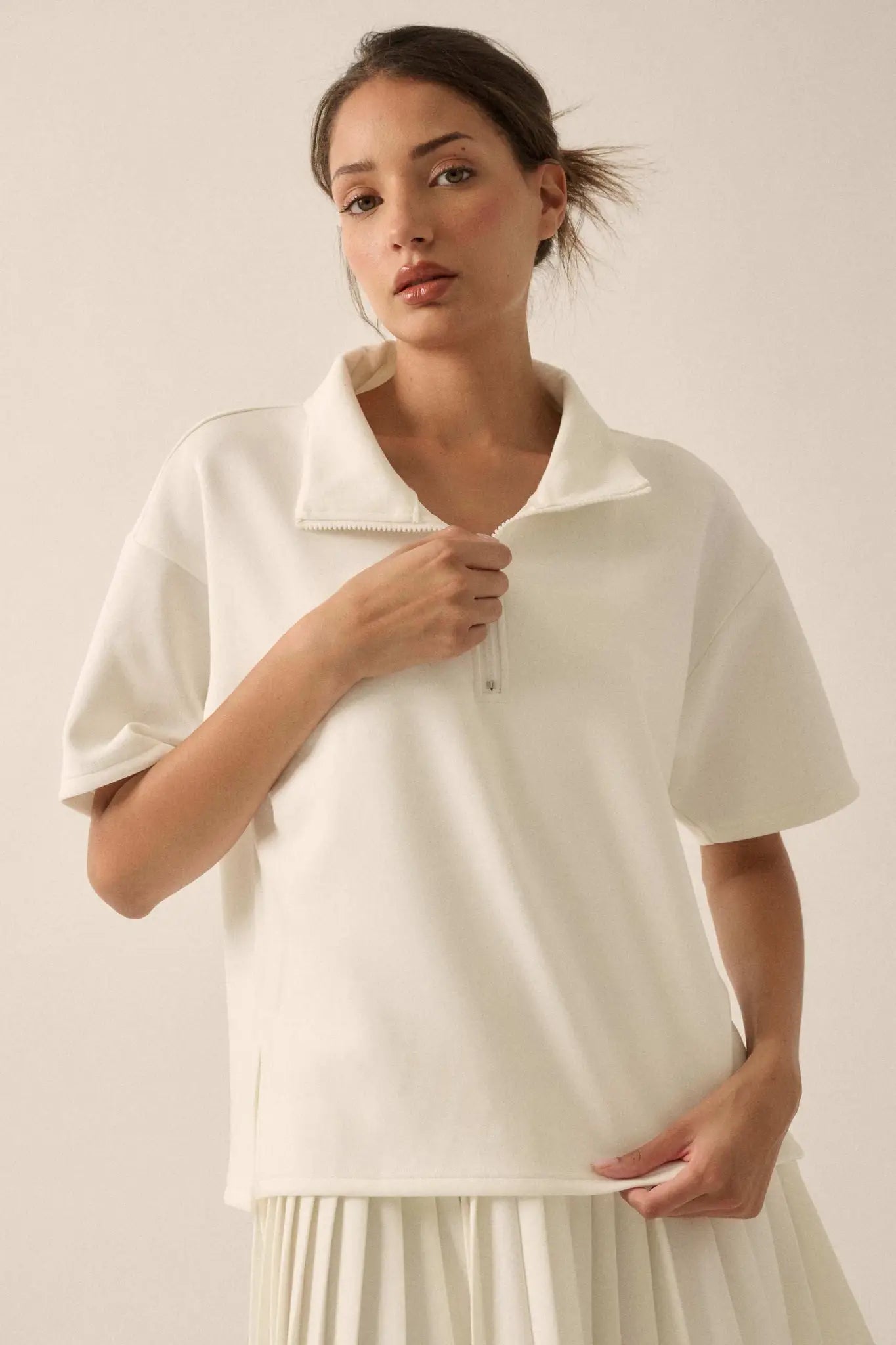 Premium Scuba Quarter-Zip Polo Top