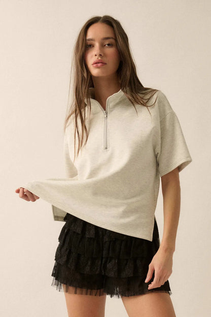 Premium Scuba Quarter-Zip Polo Top