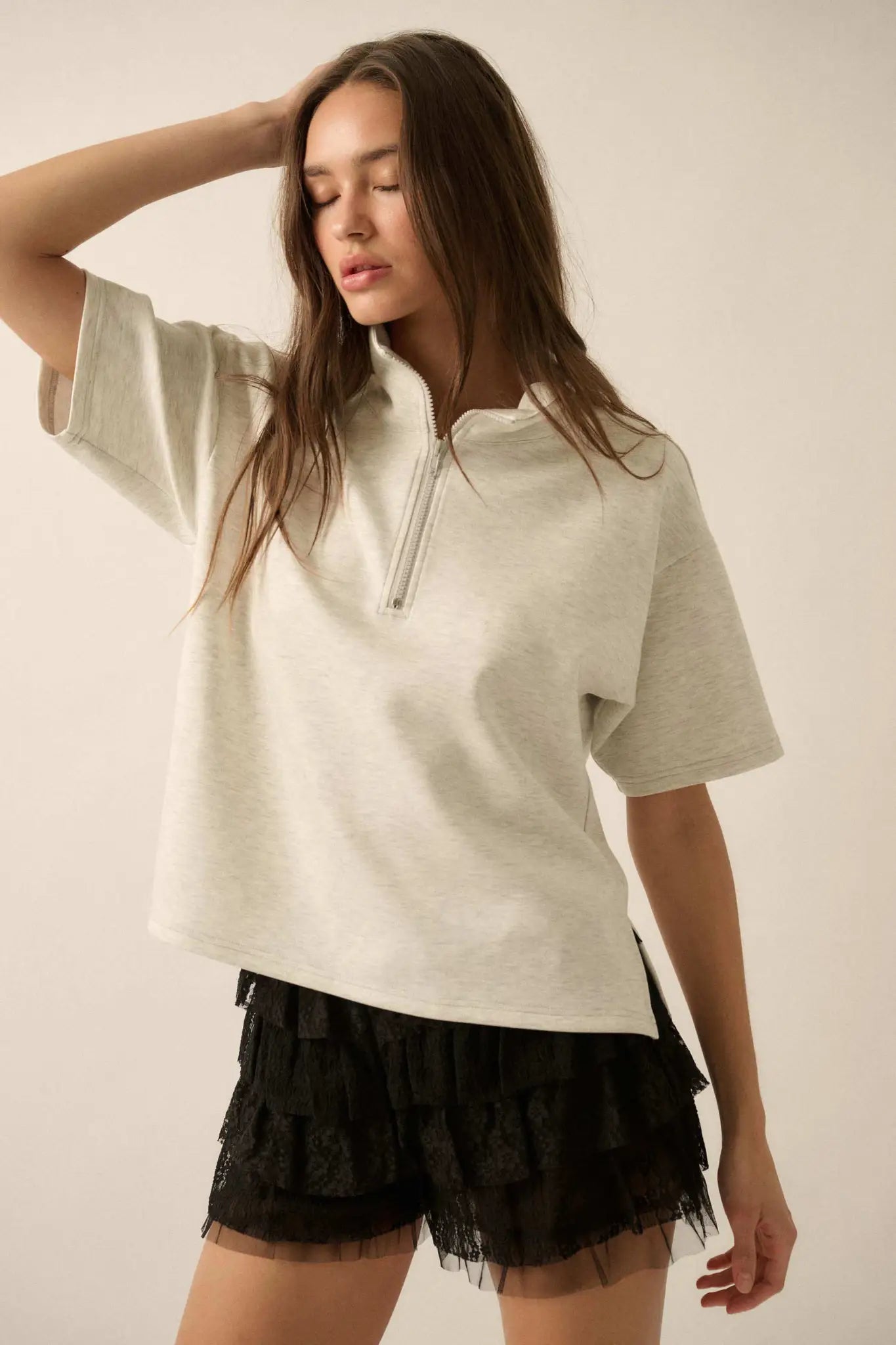 Premium Scuba Quarter-Zip Polo Top
