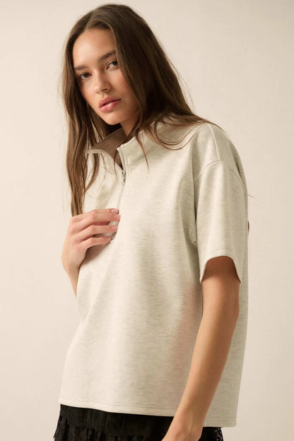 Premium Scuba Quarter-Zip Polo Top