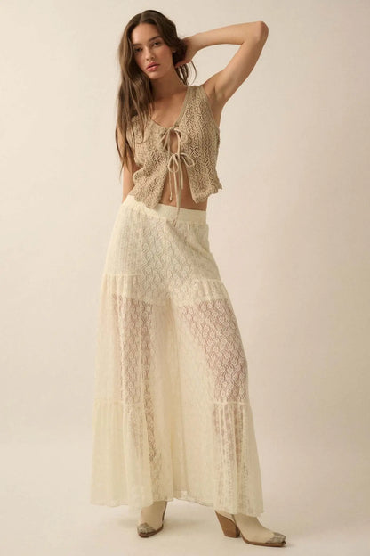 Get It Twisted Crochet Knit Tie-Front Tank Top