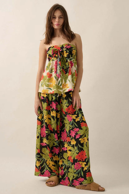 Aloha Again Tropical Floral Split-Front Tunic Top