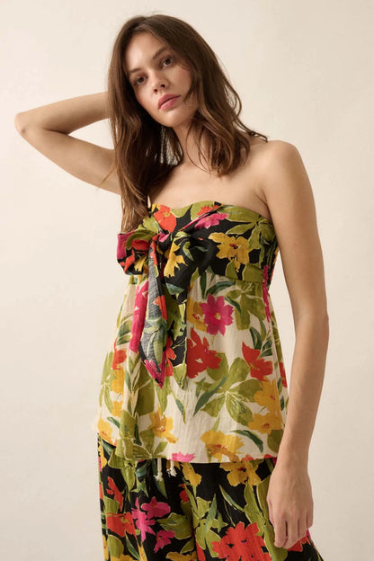 Aloha Again Tropical Floral Split-Front Tunic Top