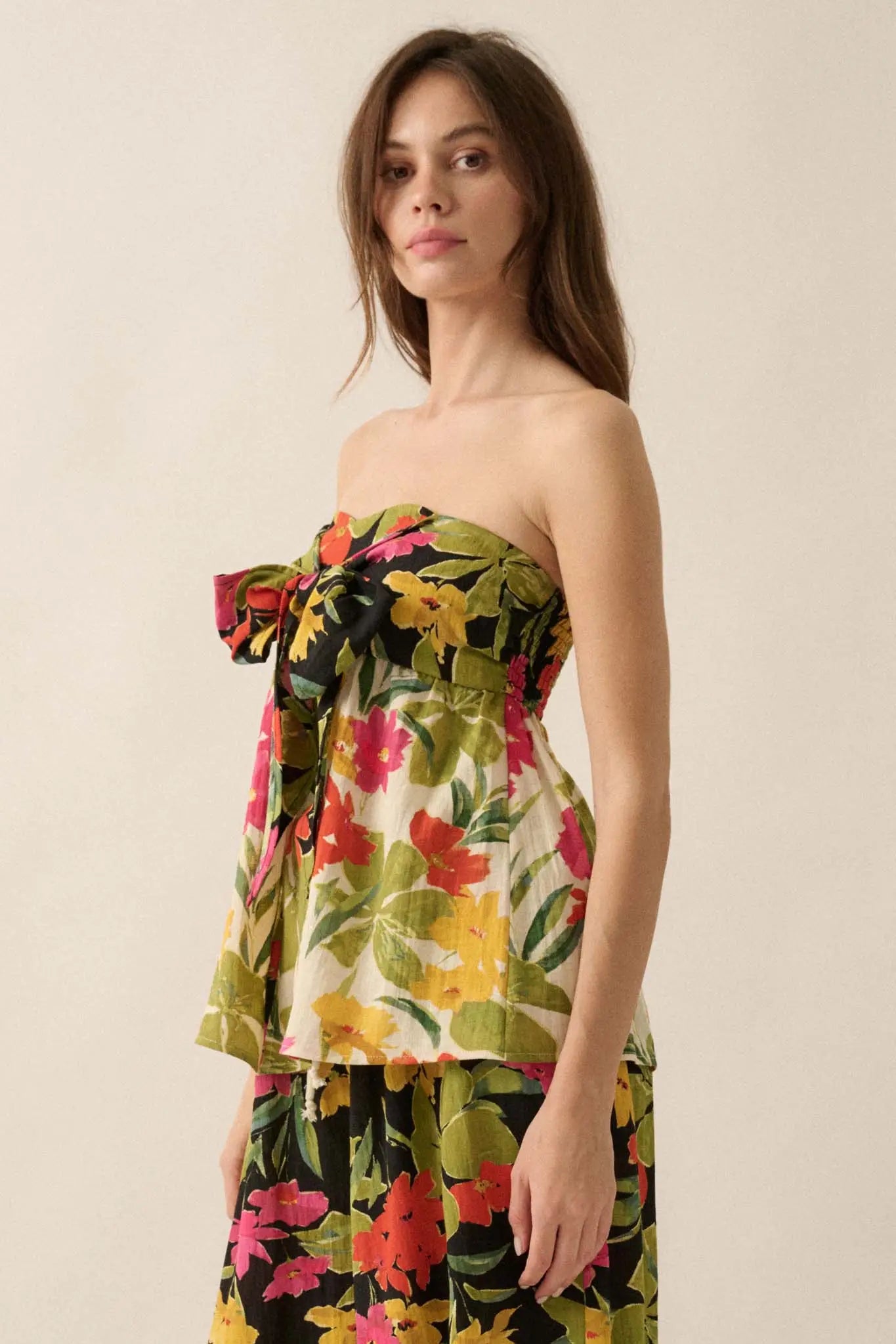 Aloha Again Tropical Floral Split-Front Tunic Top