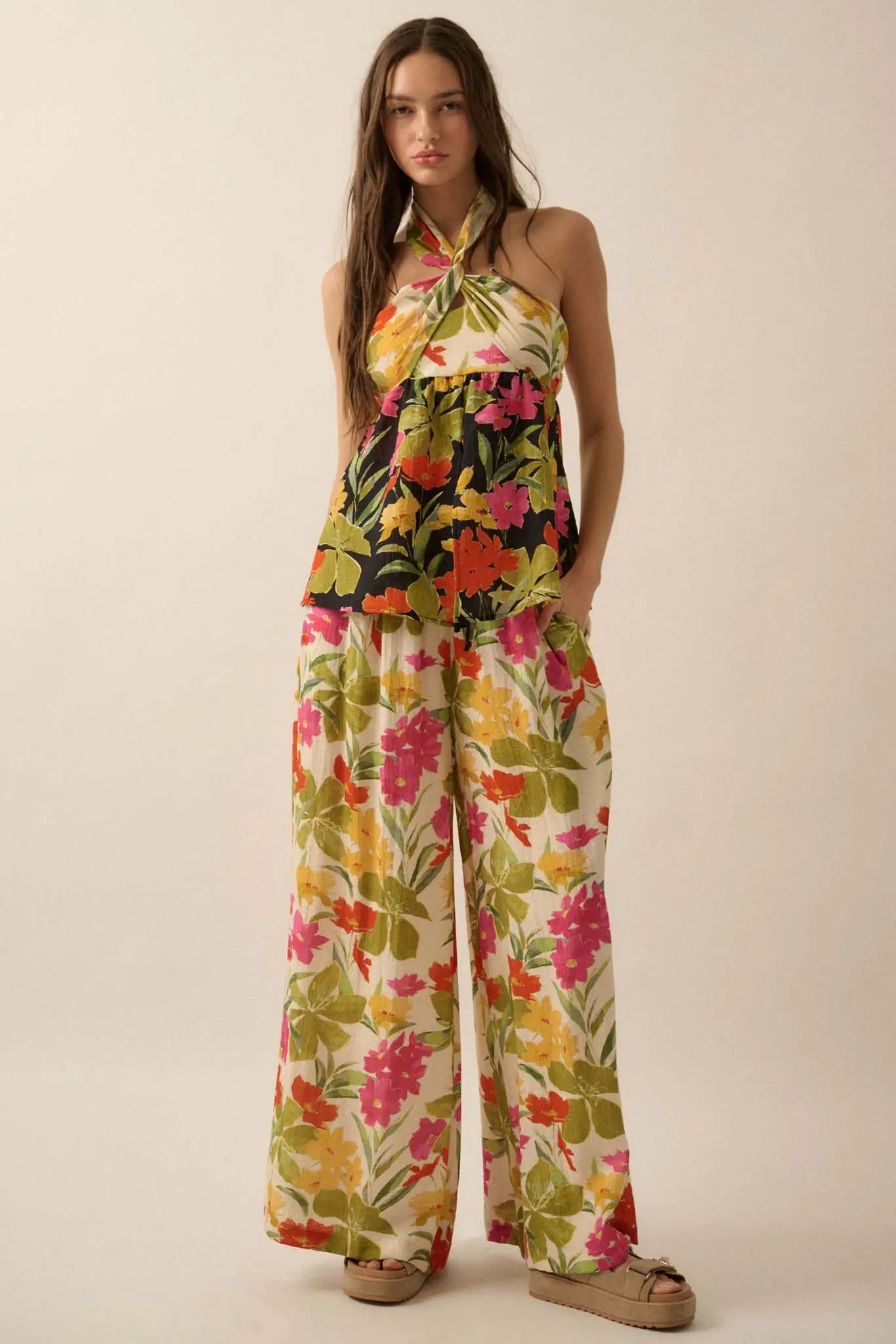 Aloha Again Tropical Floral Split-Front Tunic Top