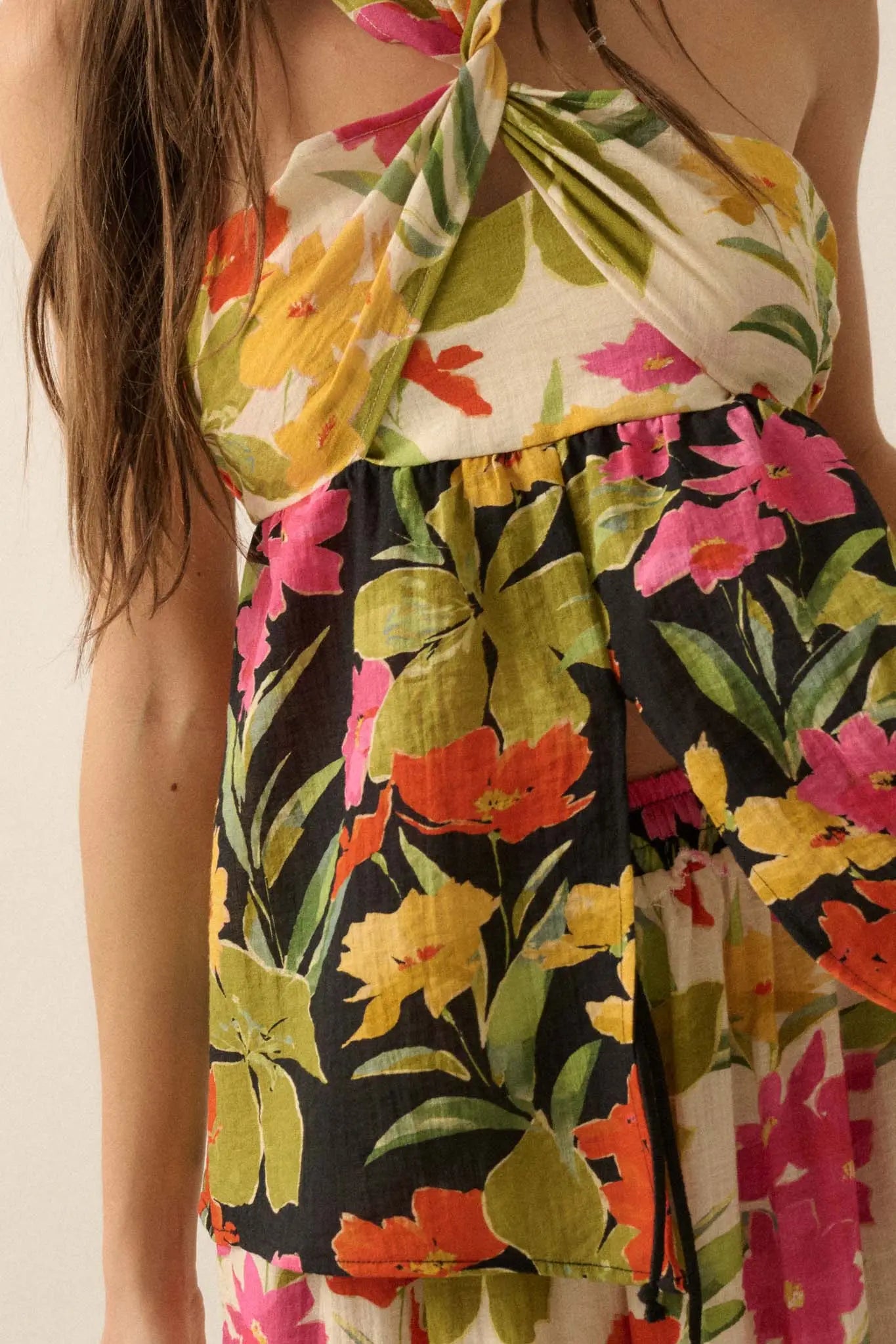 Aloha Again Tropical Floral Split-Front Tunic Top