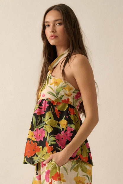 Aloha Again Tropical Floral Split-Front Tunic Top