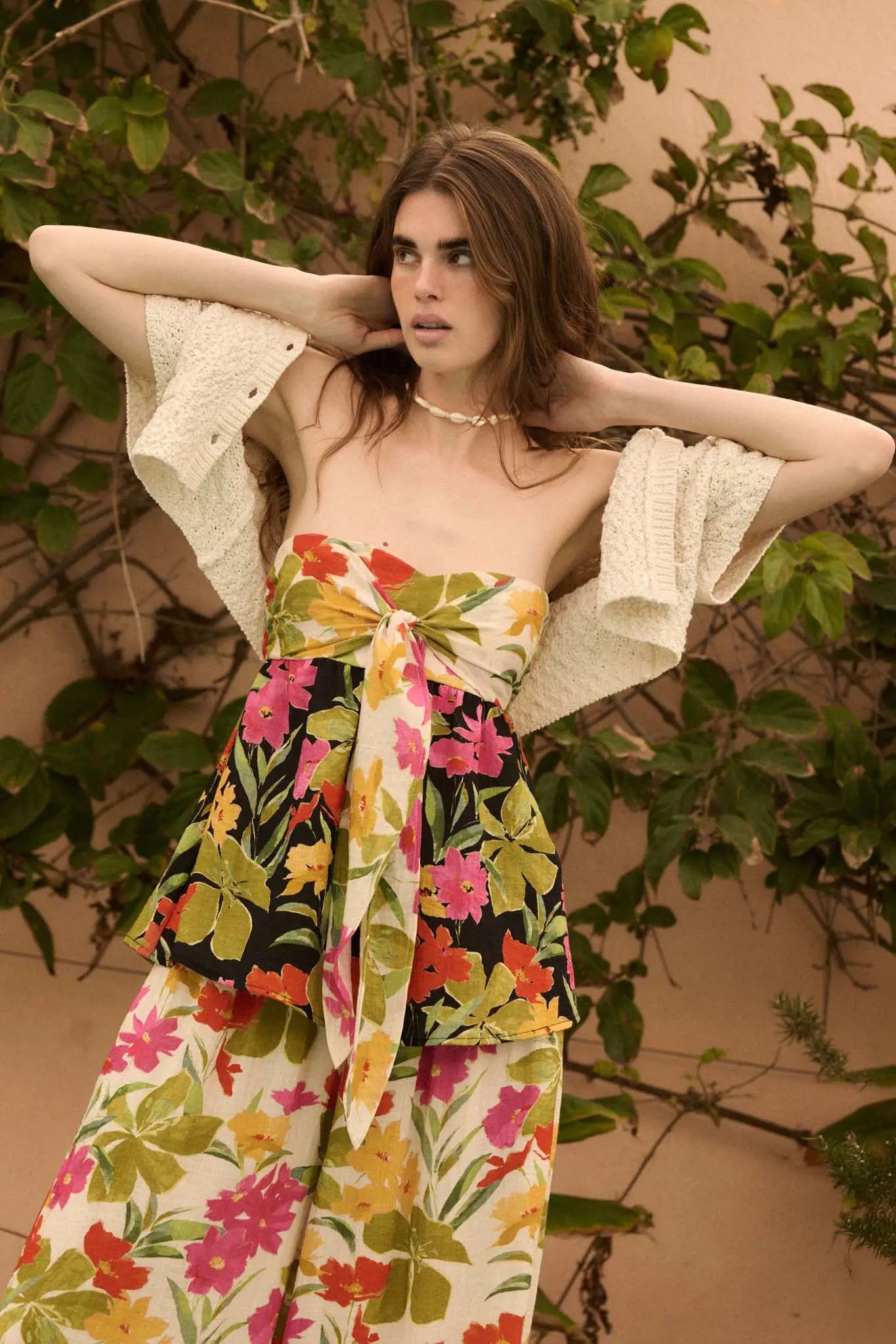 Aloha Again Tropical Floral Split-Front Tunic Top