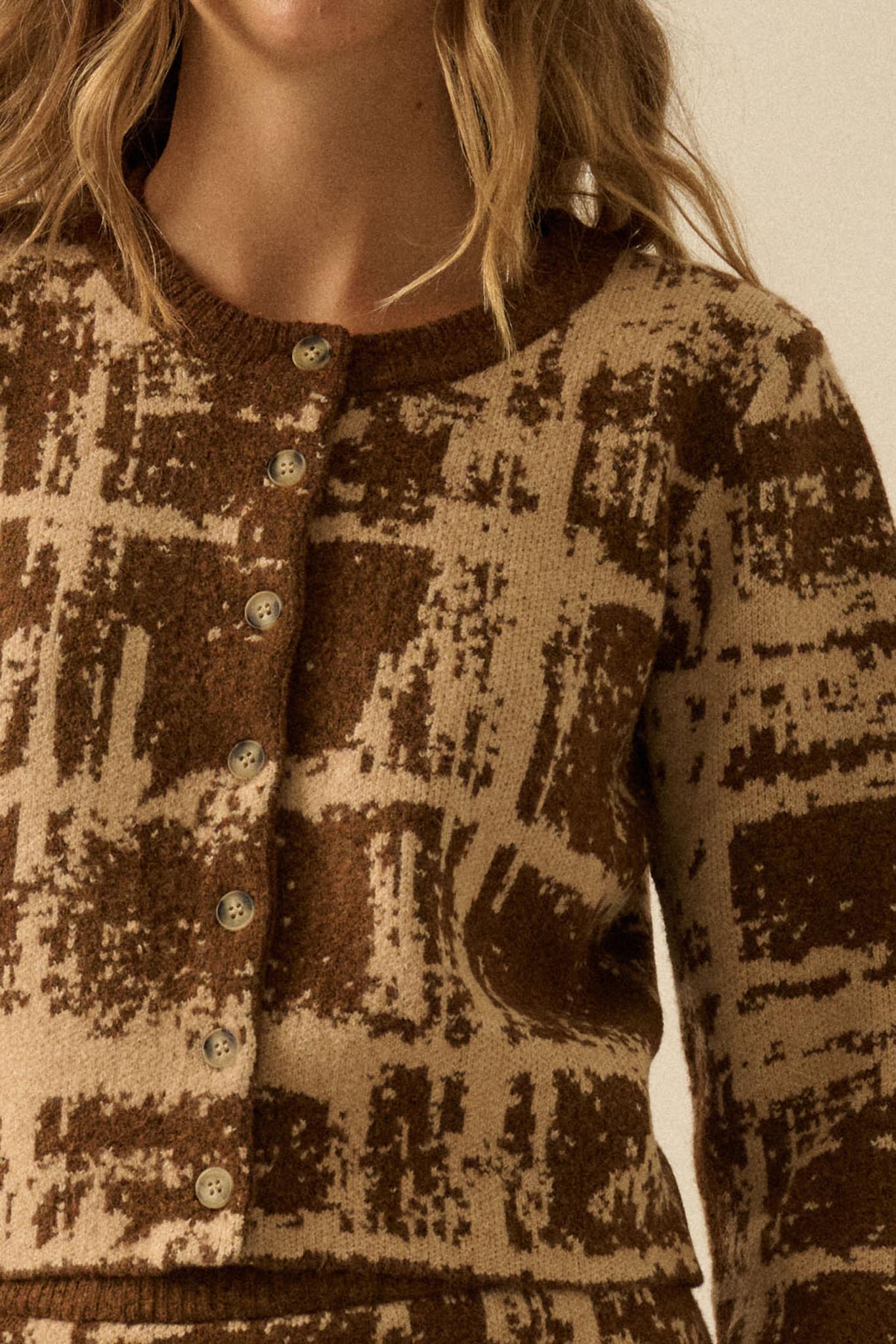 Fair and Square Plaid Jacquard-Knit Cardigan