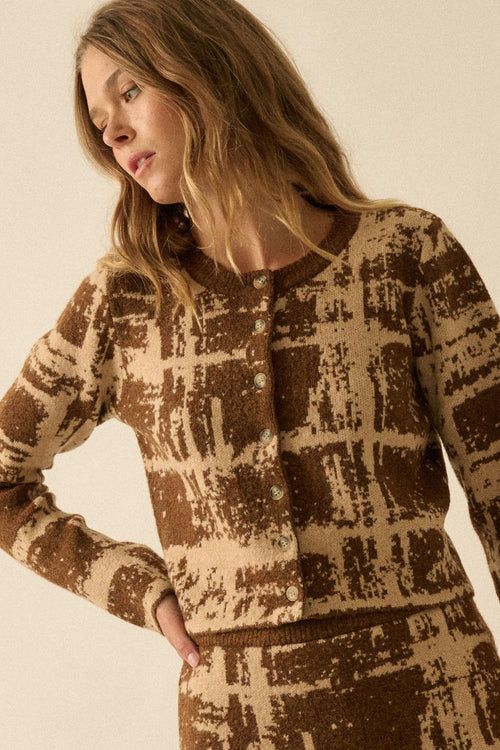 Fair and Square Plaid Jacquard-Knit Cardigan
