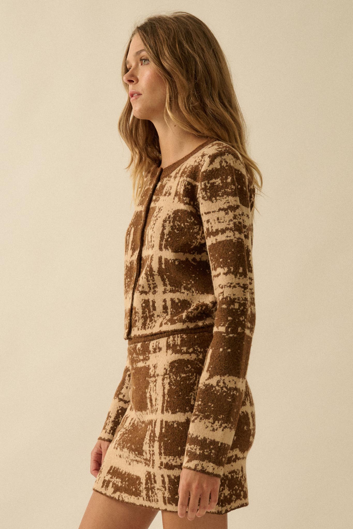 Fair and Square Plaid Jacquard-Knit Cardigan