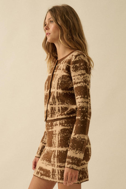 Fair and Square Plaid Jacquard-Knit Cardigan