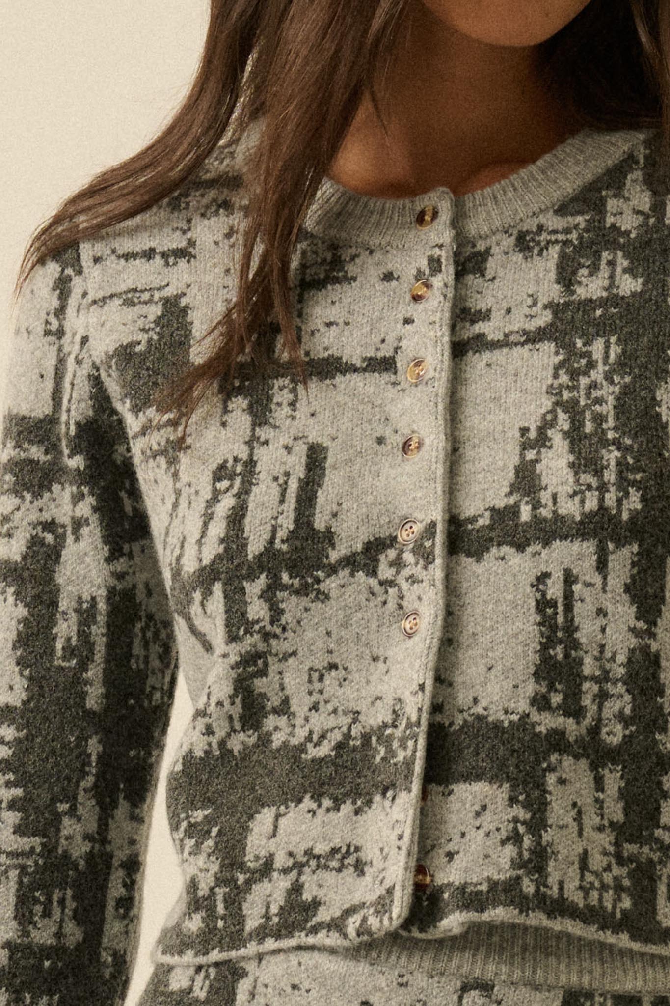 Fair and Square Plaid Jacquard-Knit Cardigan