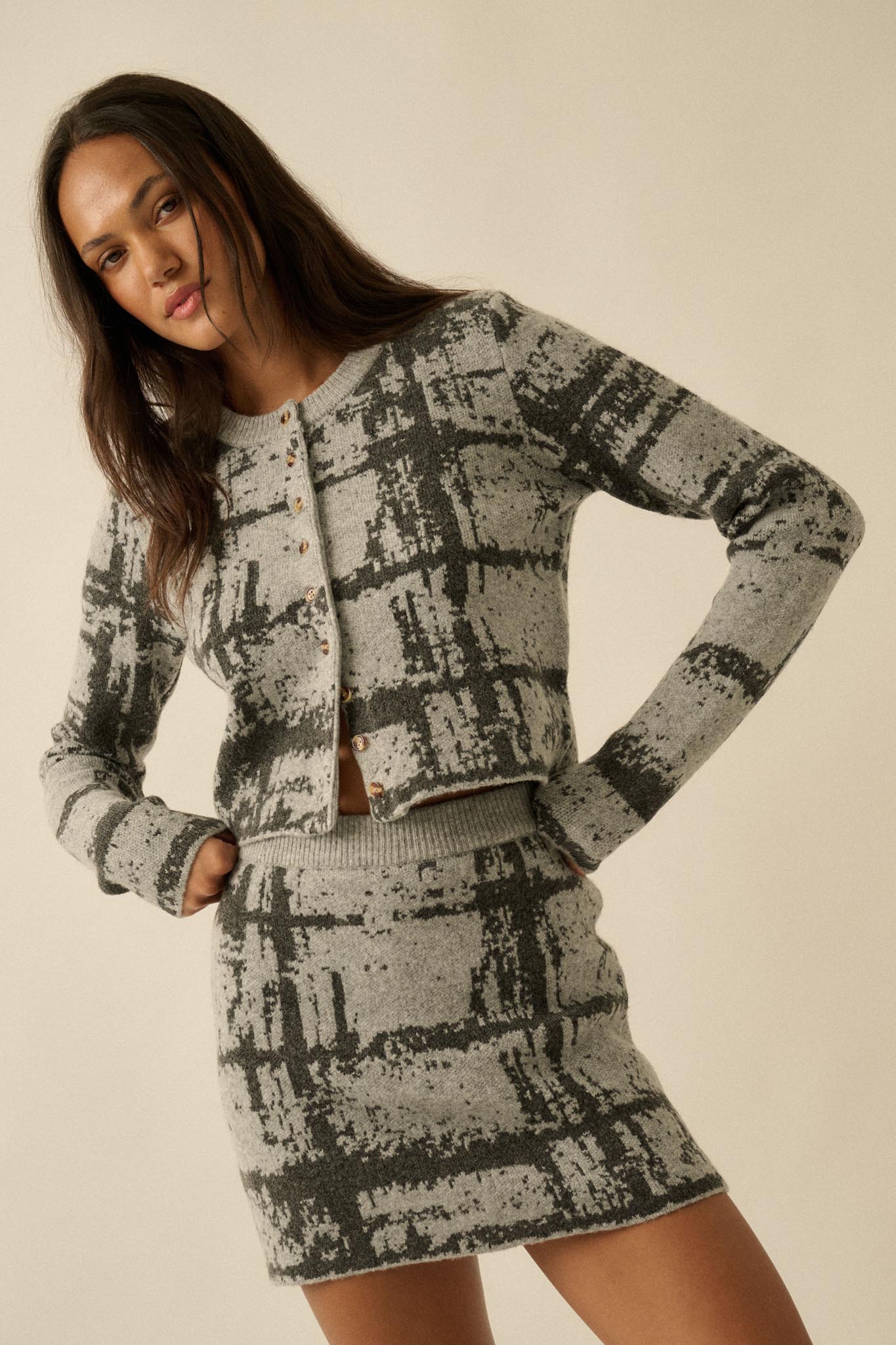 Fair and Square Plaid Jacquard-Knit Cardigan