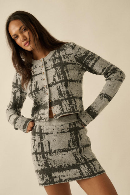 Fair and Square Plaid Jacquard-Knit Cardigan