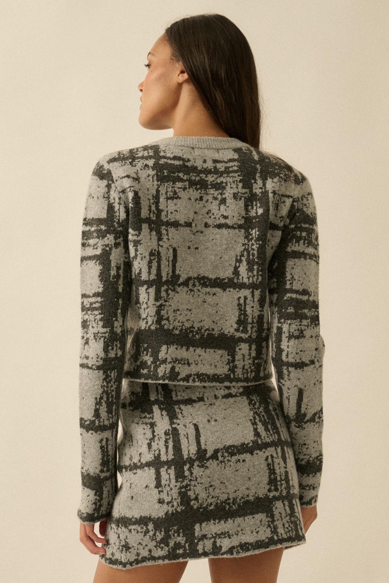 Fair and Square Plaid Jacquard-Knit Cardigan